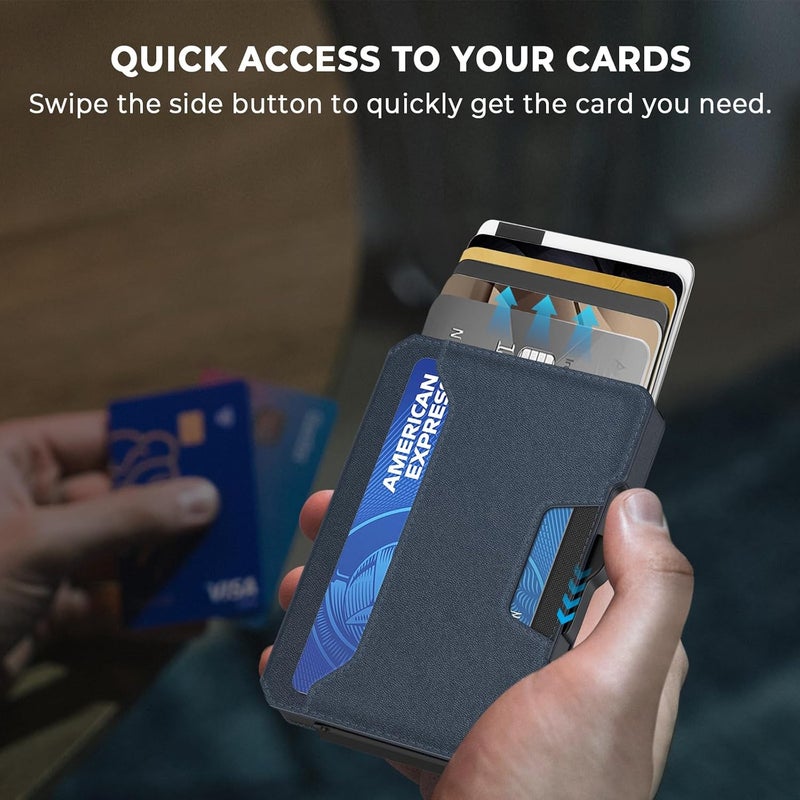 BESSIO Slim Wallet for Men - Minimalist Mens Wallet with Money Clip, Aluminum Pop Up Card Case and Leather Slots Credit Card Holder RFID Blocking Wallet for Men with Gift Box - Image 3